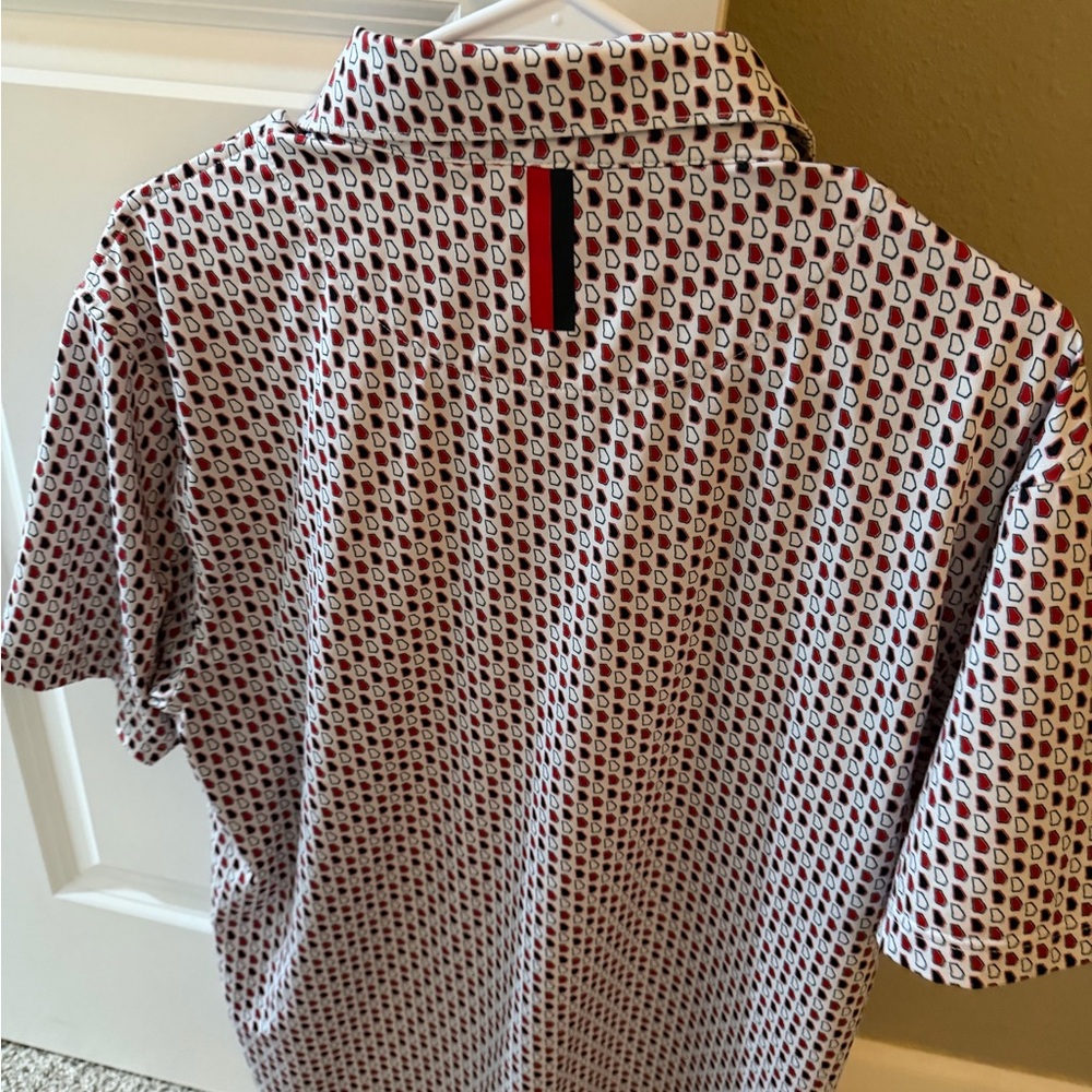 Rhoback Georgia White and Red Patterned Polo Shirt - Picture 2 of 3